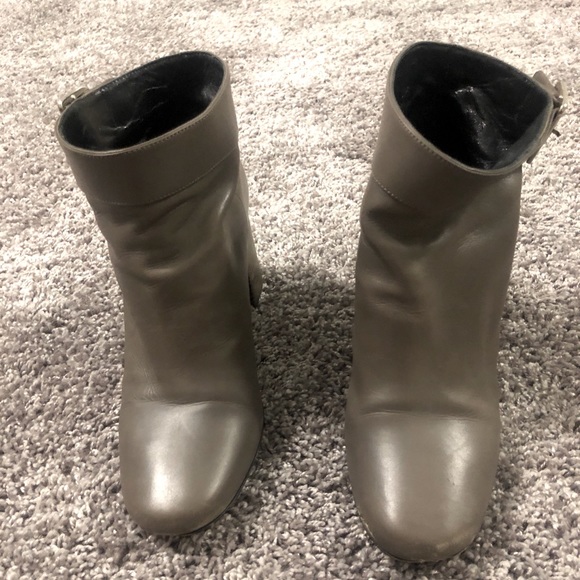 PRADA Gray Leather Booties with Buckle Detail - 39 - Picture 6 of 6